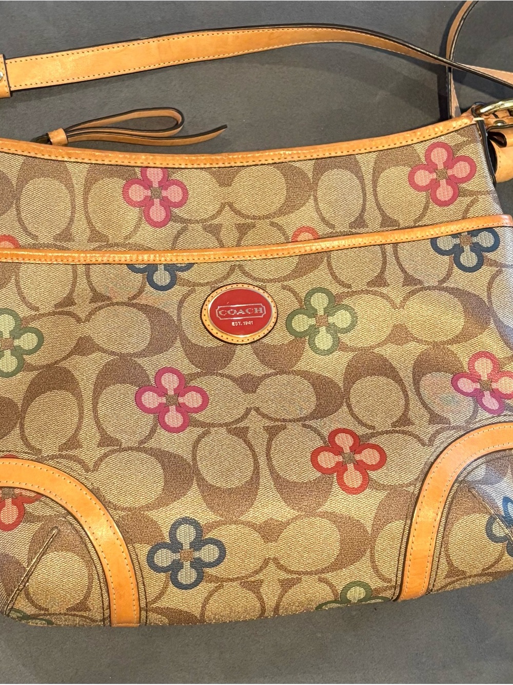Coach Peyton with Floral Accent Shoulder Bag